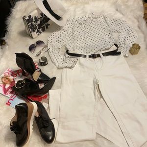 EDDIE BAUER PANTS AND SHEER BLOUSE SET